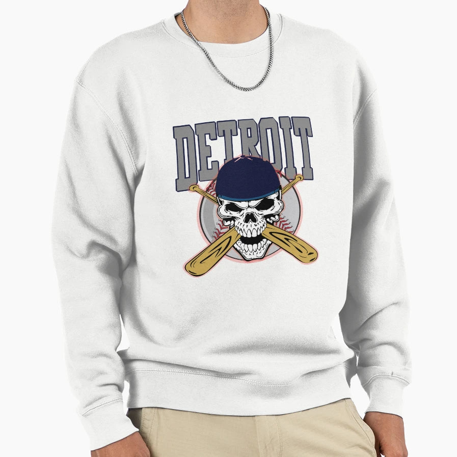 Detroit Baseball Skull Sweatshirt - Minimalist Print Men Women - T-Shirt, Sweatshirt, Hoodie