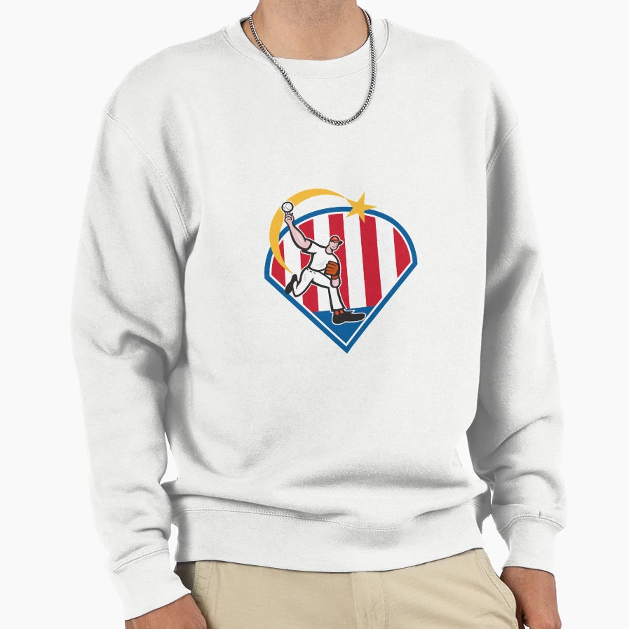 American Baseball Pitcher Star Sweatshirt - Trendy Graphic Men Women - T-Shirt, Sweatshirt, Hoodie