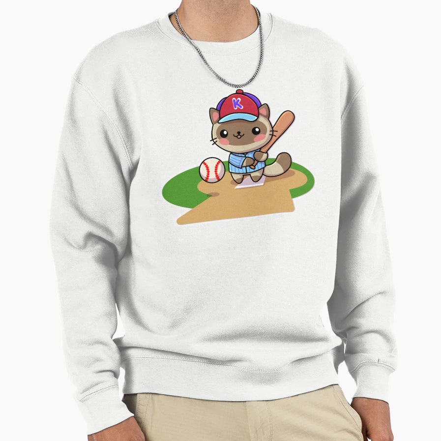 4 Baseball Cat Sweatshirt - Graphic Print for Adults - T-Shirt, Sweatshirt, Hoodie