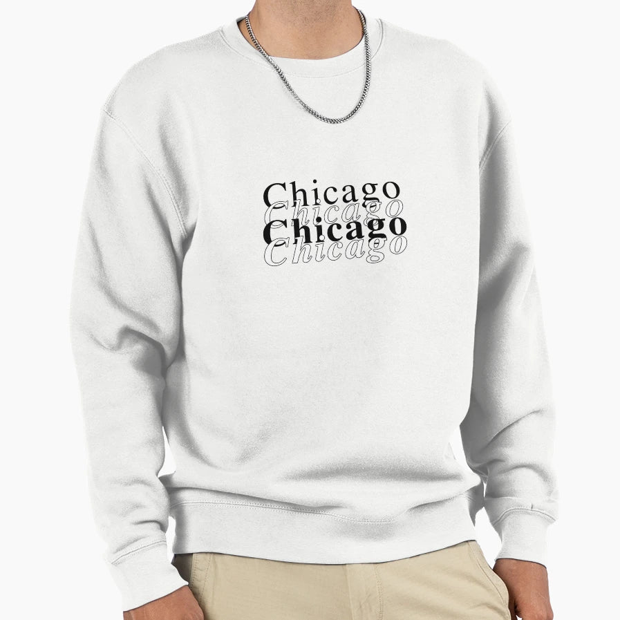 Chicago Baseball Black White City Sweatshirt - Streetwear Style Men Women - T-Shirt, Sweatshirt, Hoodie
