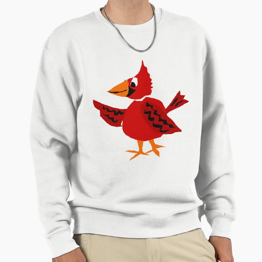 Funky Red Cardinal Bird Primitive Art Sweatshirt - Streetwear Style Unisex - T-Shirt, Sweatshirt, Hoodie