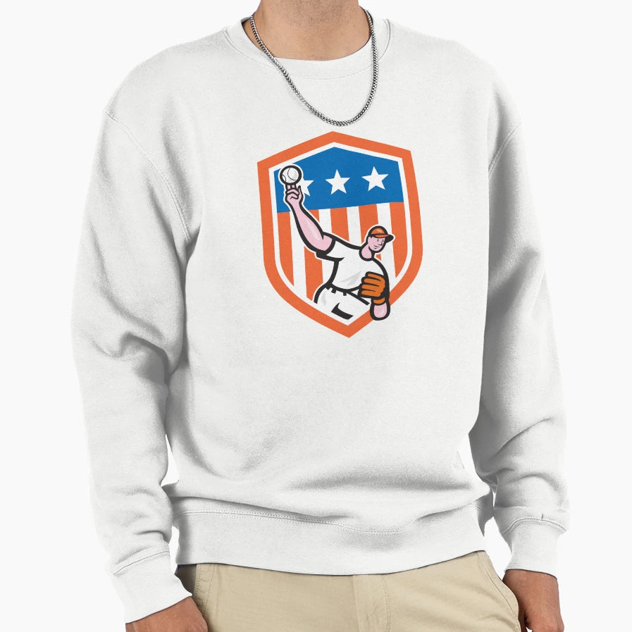 Baseball Pitcher Throw Ball Cartoon Sweatshirt - Novelty Apparel Unisex - T-Shirt, Sweatshirt, Hoodie