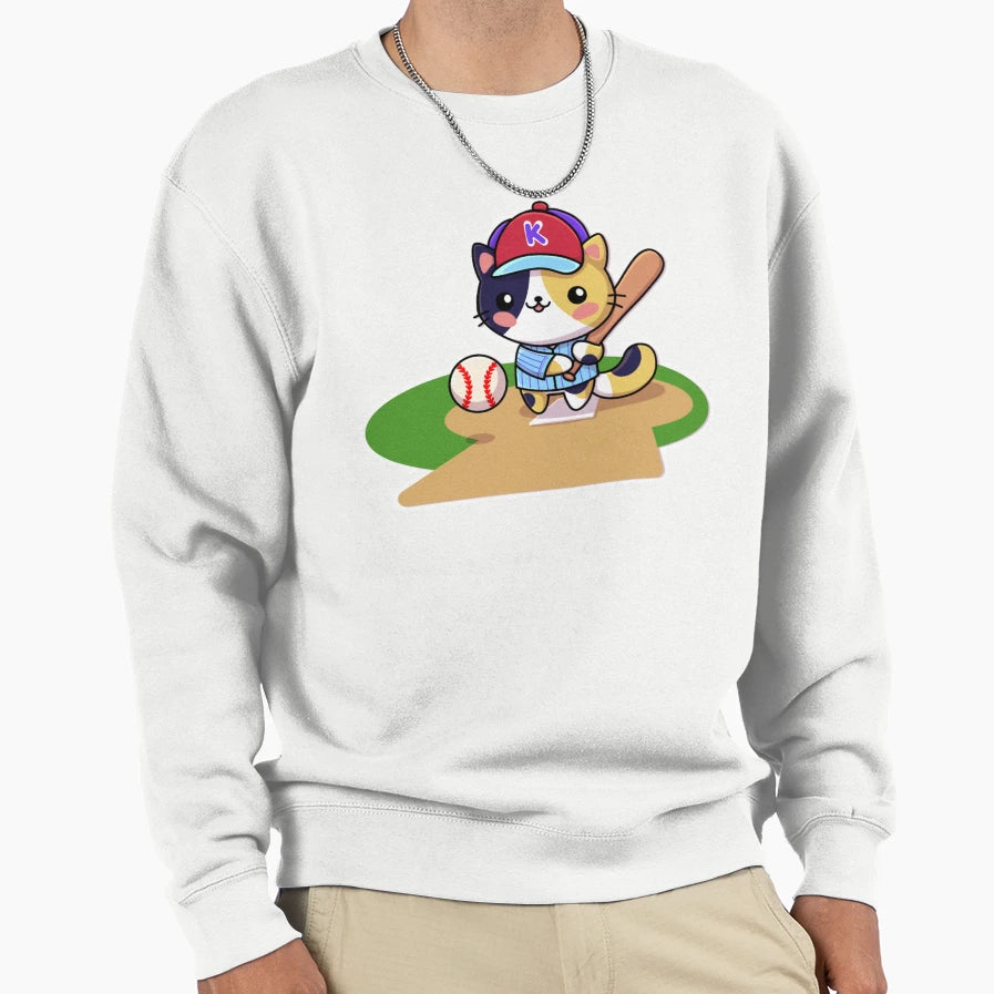 6 Baseball Cat Sweatshirt - Casual Everyday Wear for Adults - T-Shirt, Sweatshirt, Hoodie