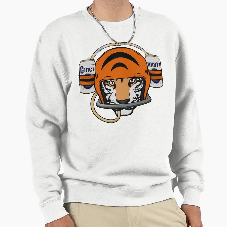 Cincinnati Football Beer Helmet Sweatshirt - Trendy Graphic Unisex - T-Shirt, Sweatshirt, Hoodie