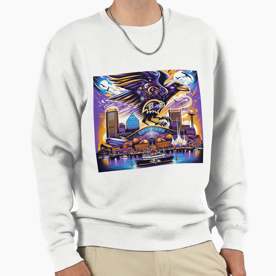 Baltimore Ravens Cityscape Artwork Sweatshirt - Aesthetic Graphic Men Women - T-Shirt, Sweatshirt, Hoodie