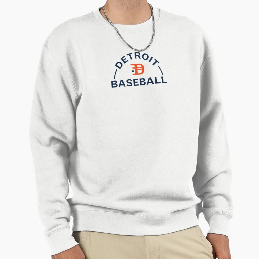 Detroit Baseball Badge Blue Orange Sweatshirt - Streetwear Style Unisex - T-Shirt, Sweatshirt, Hoodie