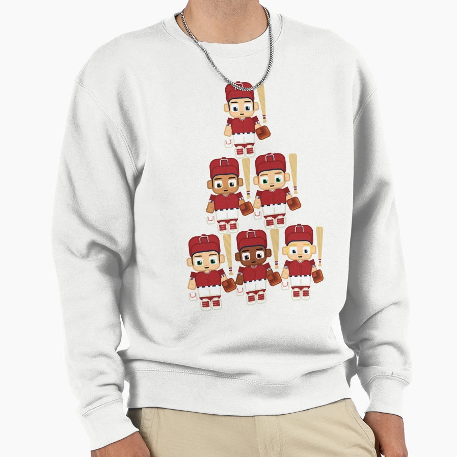 Baseball White And Red Super Sweatshirt - Minimalist Print Men Women - T-Shirt, Sweatshirt, Hoodie