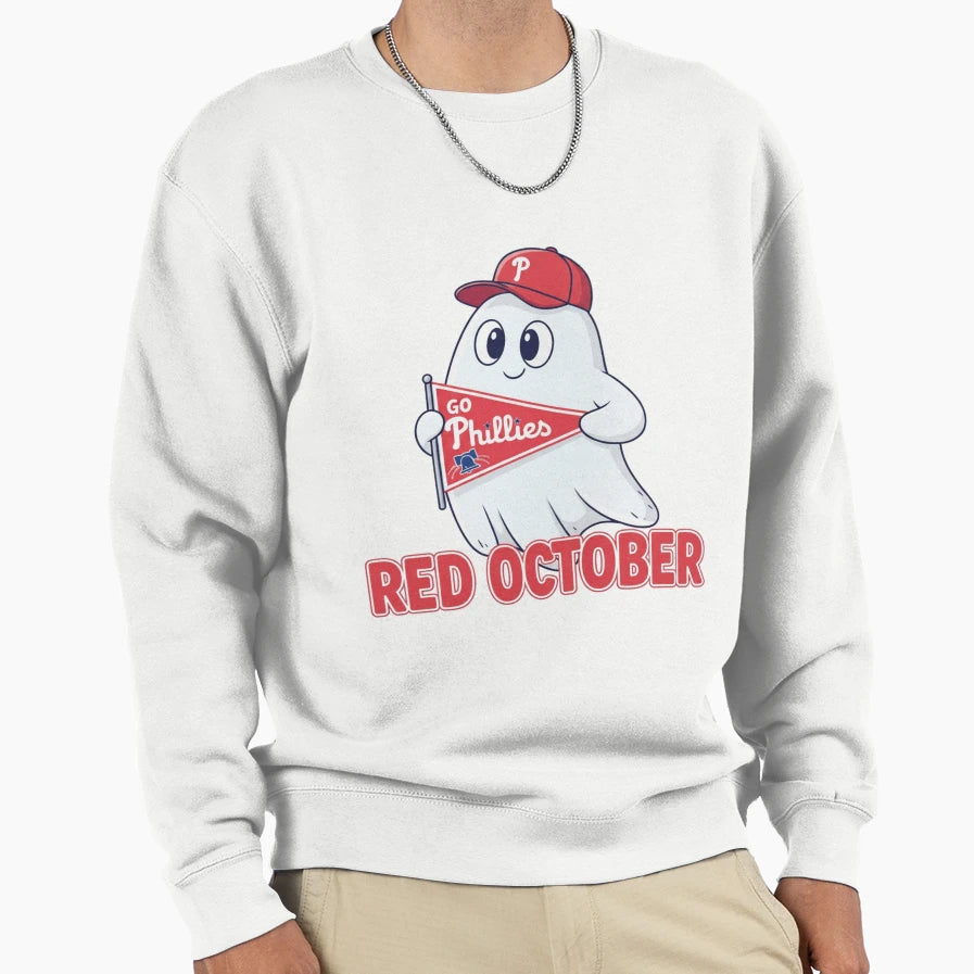 Red October Phillies Ghost Sweatshirt - Unique Graphic for Adults - T-Shirt, Sweatshirt, Hoodie