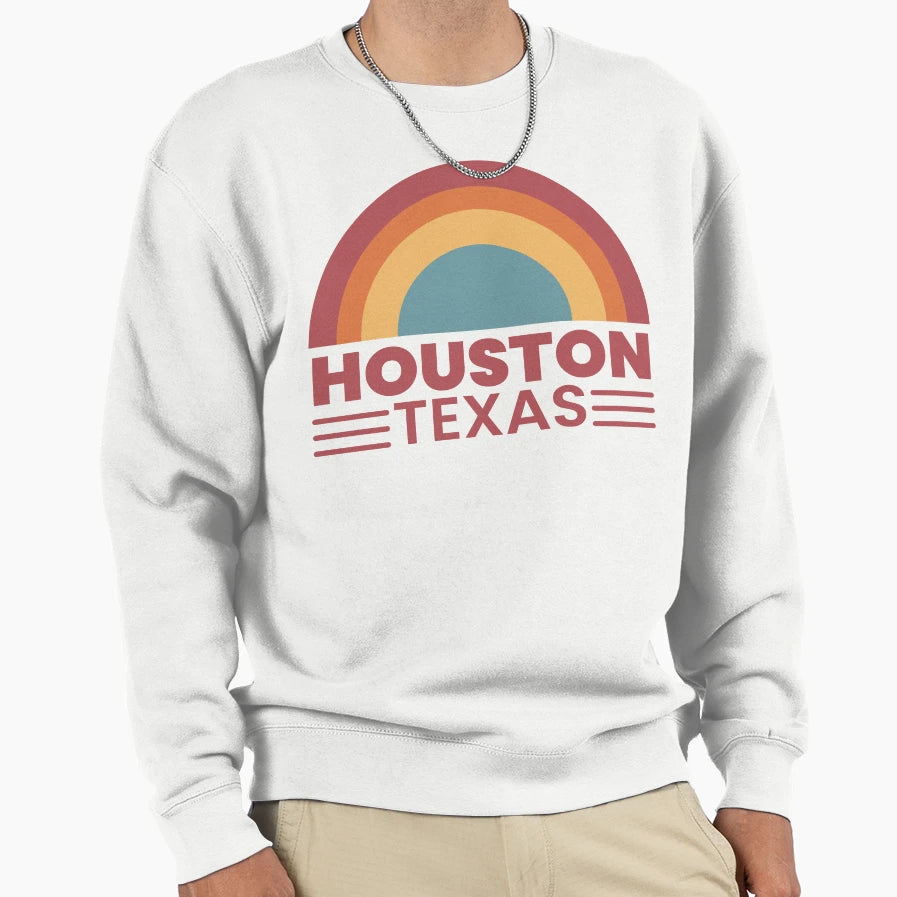 Houston Texas Rainbow Sunset Sweatshirt - Casual Everyday Wear for Adults - T-Shirt, Sweatshirt, Hoodie