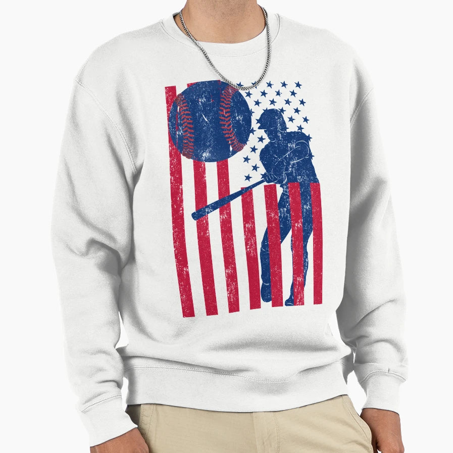 Baseball Softball American Flag T-Shirt - Trendy Graphic Men Women - T-Shirt, Sweatshirt, Hoodie