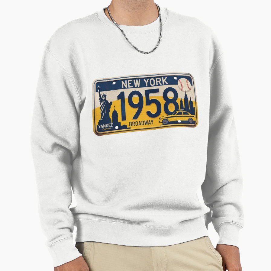 New York License Plate Sweatshirt - Fun Novelty Design Unisex - T-Shirt, Sweatshirt, Hoodie