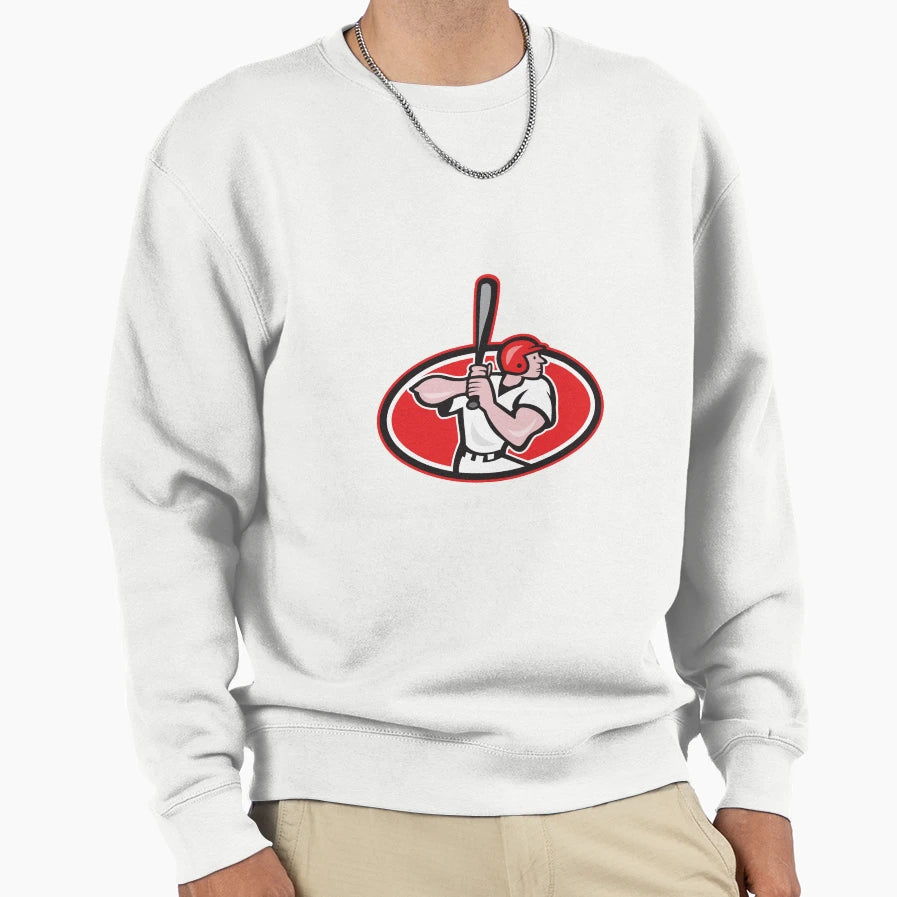 Baseball Player Batting Cartoon Sweatshirt - Novelty Apparel for Adults - T-Shirt, Sweatshirt, Hoodie
