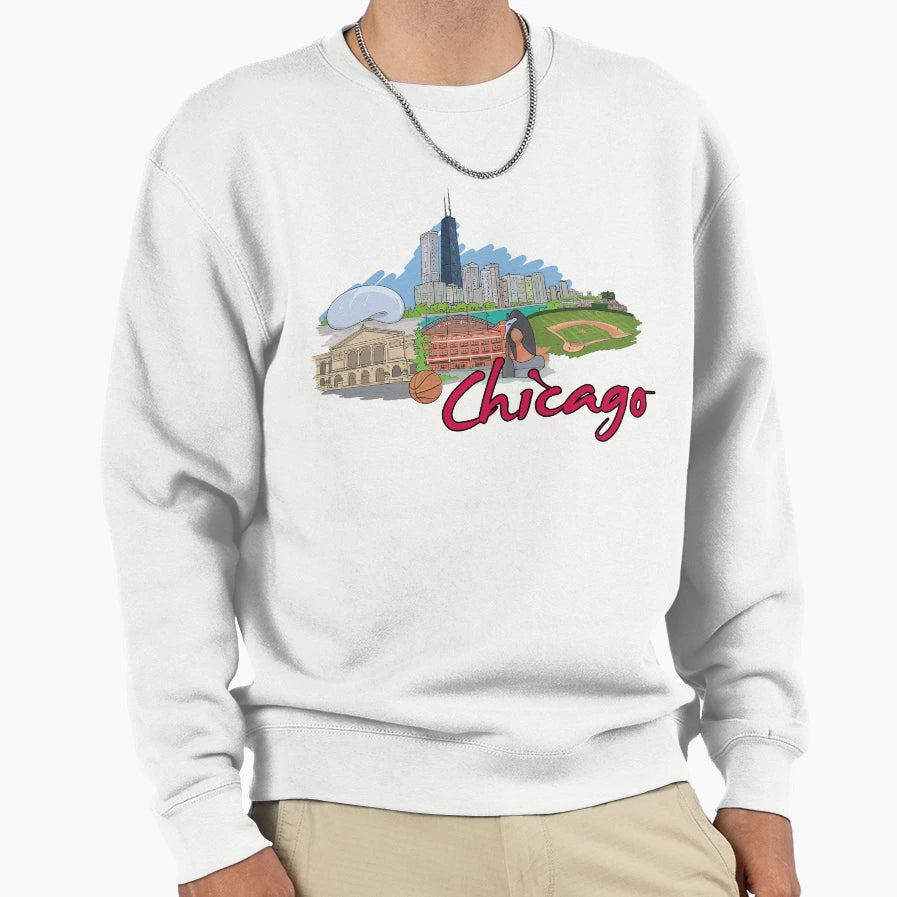 Chicago Illinois Beautiful Places Sweatshirt - Aesthetic Graphic Men Women - T-Shirt, Sweatshirt, Hoodie