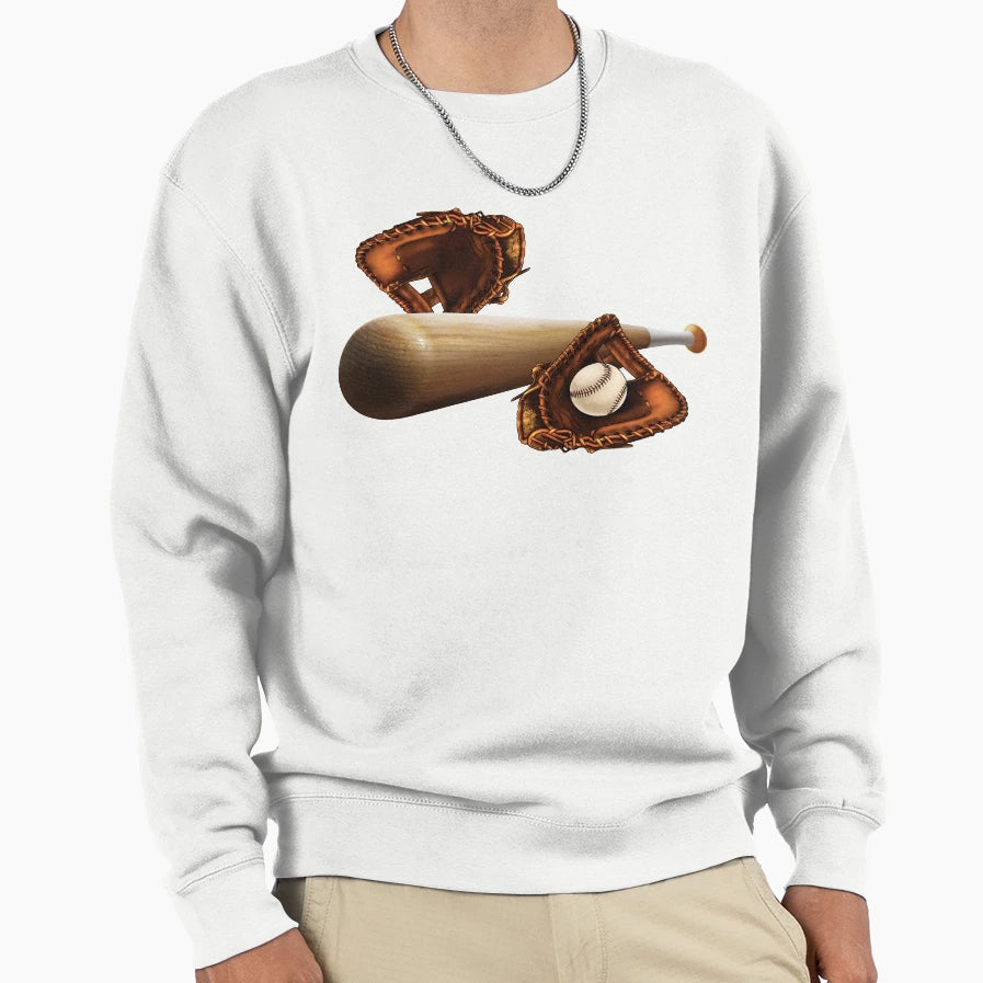 Baseball Mitt Bat And Ball Sweatshirt - Casual Everyday Wear Unisex - T-Shirt, Sweatshirt, Hoodie