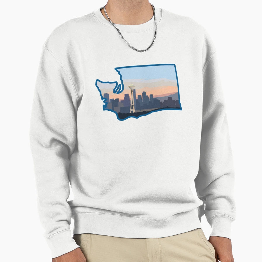 Seattle Skyline Washington State Sweatshirt - Custom Art Print for Adults - T-Shirt, Sweatshirt, Hoodie
