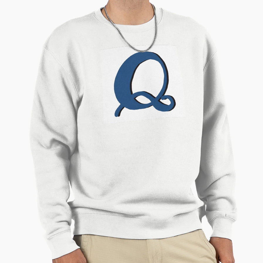Letter Q Blue Initial Monogram Sweatshirt - Minimalist Print for Adults - T-Shirt, Sweatshirt, Hoodie