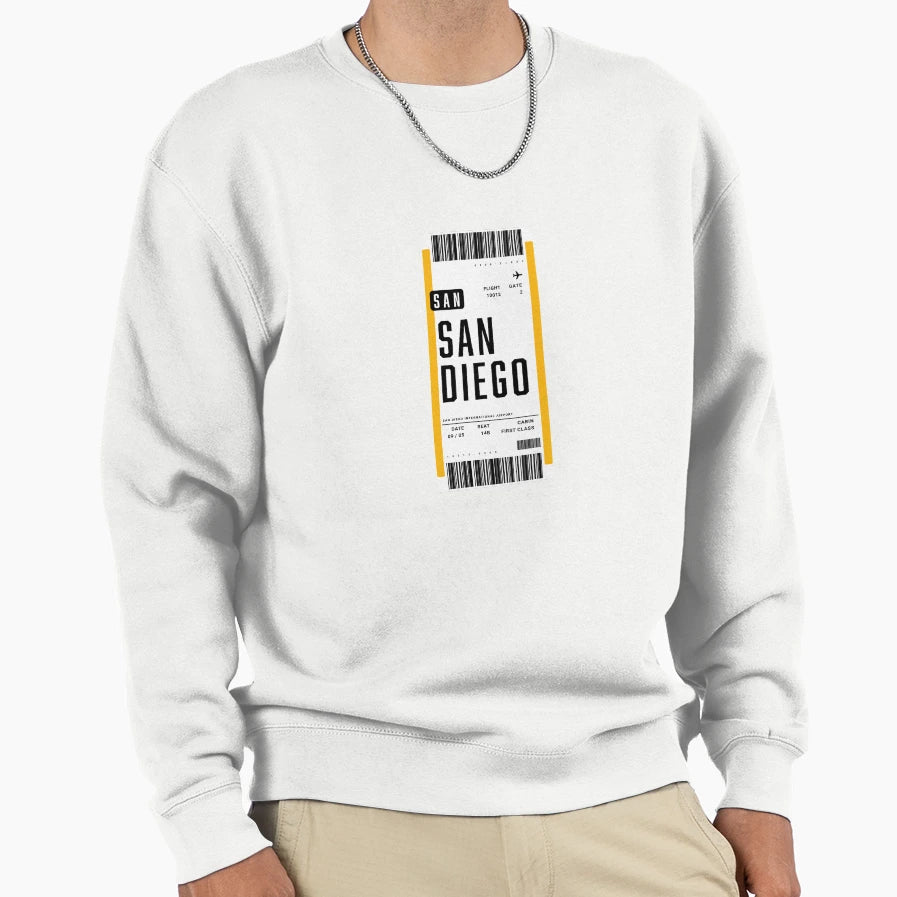 San Diego Boarding Pass Plane Ticket Sweatshirt - Trendy Graphic for Adults - T-Shirt, Sweatshirt, Hoodie