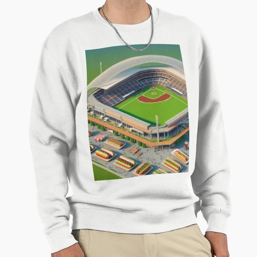 Iconic Pixel Art Baseball Stadium Sweatshirt - Novelty Apparel for Adults - T-Shirt, Sweatshirt, Hoodie