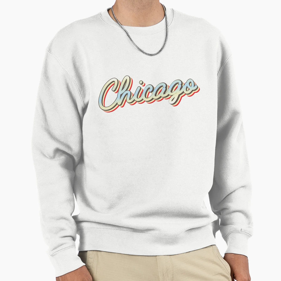 Chicago College Town Script 1 Sweatshirt - Fun Novelty Design for Adults - T-Shirt, Sweatshirt, Hoodie