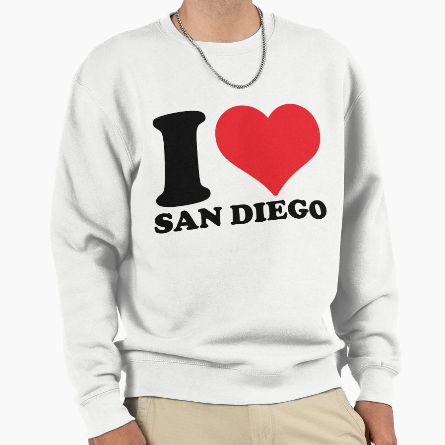 I Love San Diego Sweatshirt - Casual Everyday Wear for Adults - T-Shirt, Sweatshirt, Hoodie