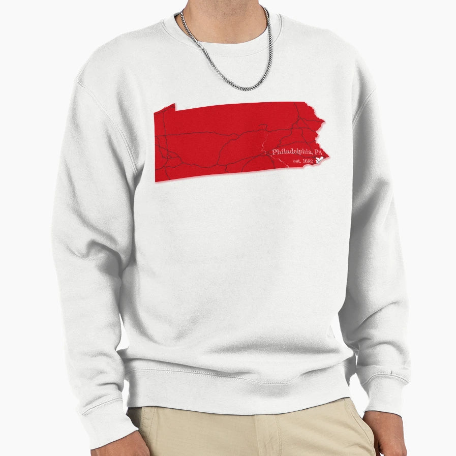Philadelphia Pa Red Sweatshirt - Custom Art Print Unisex - T-Shirt, Sweatshirt, Hoodie