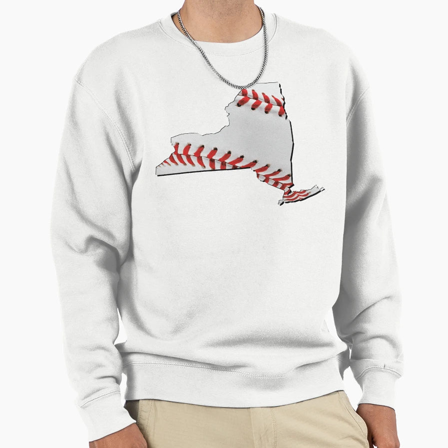 New York Usa Map Real Baseball Sweatshirt - Casual Everyday Wear Men Women - T-Shirt, Sweatshirt, Hoodie