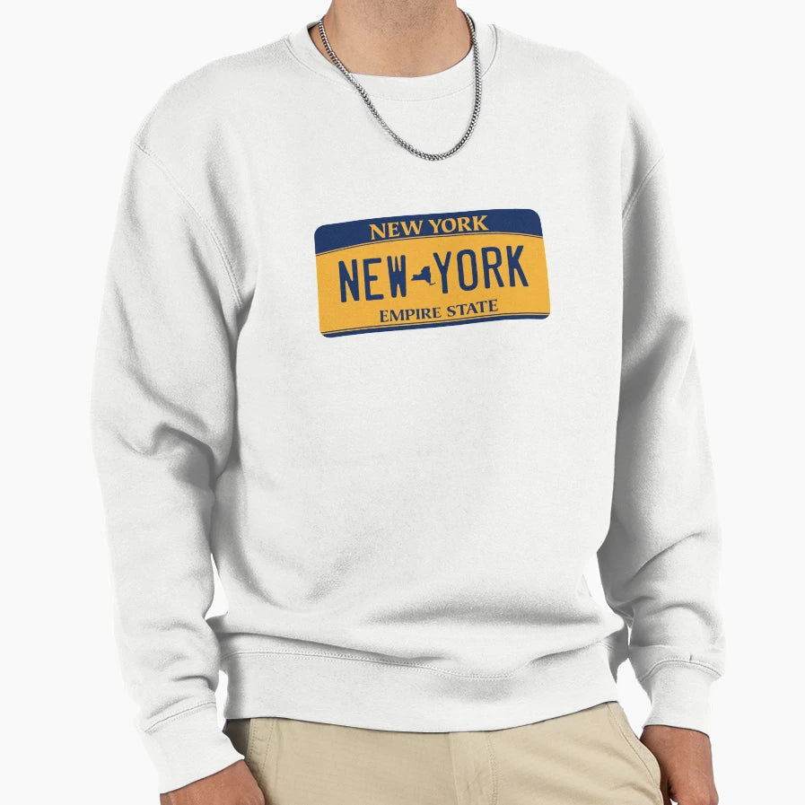 New York License Plate Sweatshirt - Unique Graphic Men Women - T-Shirt, Sweatshirt, Hoodie