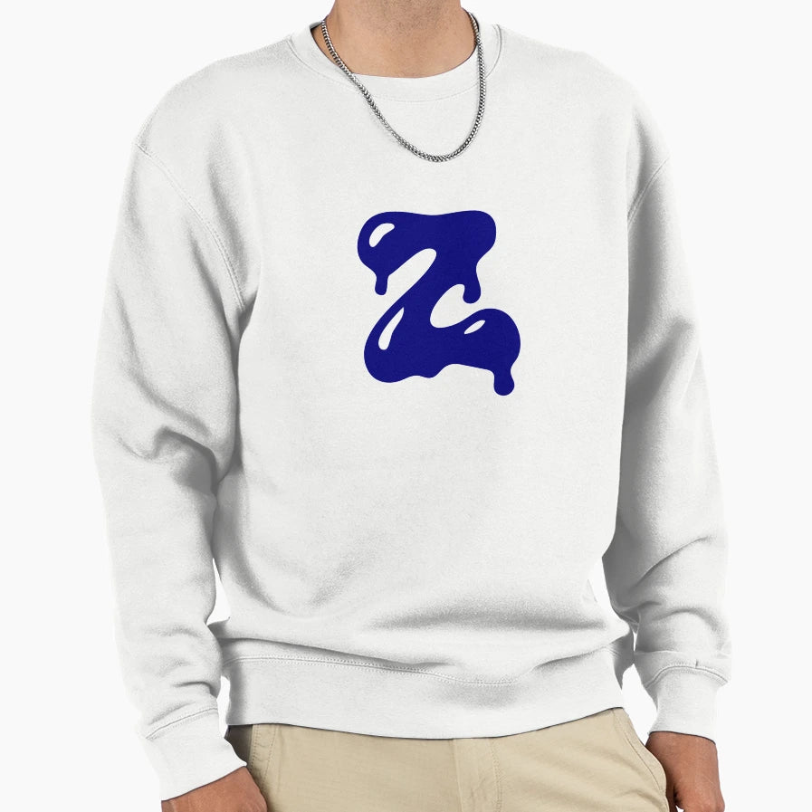 Glossy Dark Blue Liquid Letter Z Sweatshirt - Graphic Print Unisex - T-Shirt, Sweatshirt, Hoodie