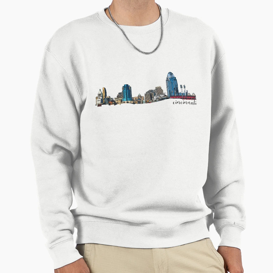 Cincinnati Skyline Outline Sweatshirt - Casual Everyday Wear Men Women - T-Shirt, Sweatshirt, Hoodie