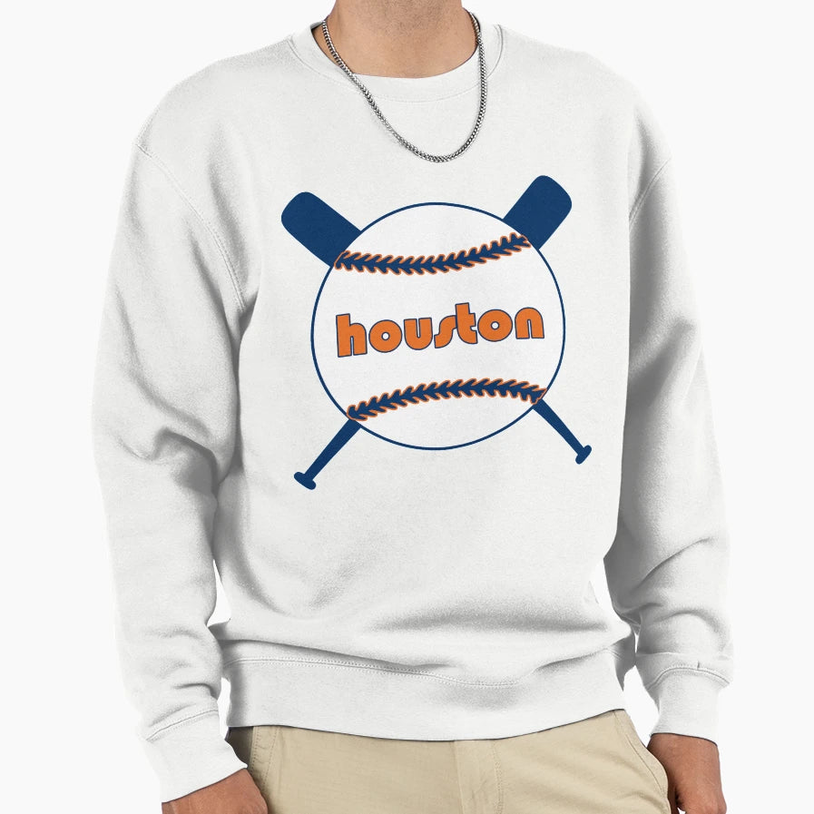 Houston Throwback Baseball Sweatshirt - Casual Everyday Wear Men Women - T-Shirt, Sweatshirt, Hoodie