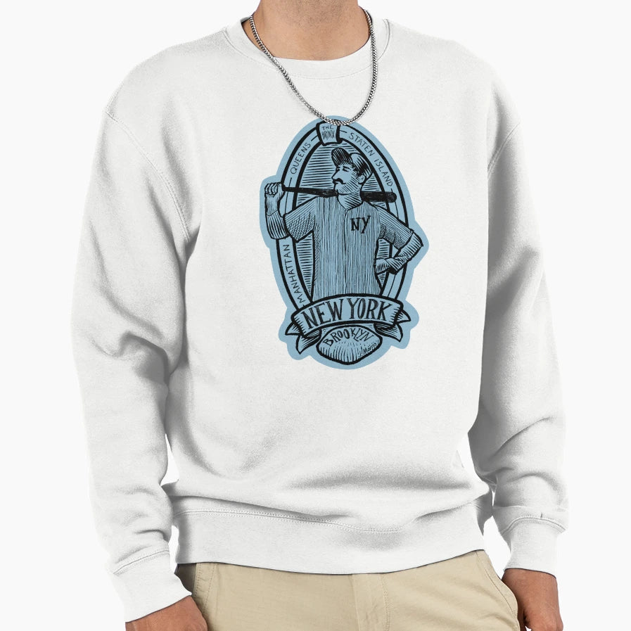 New York Baseball Player Label Sweatshirt - Fun Novelty Design for Adults - T-Shirt, Sweatshirt, Hoodie