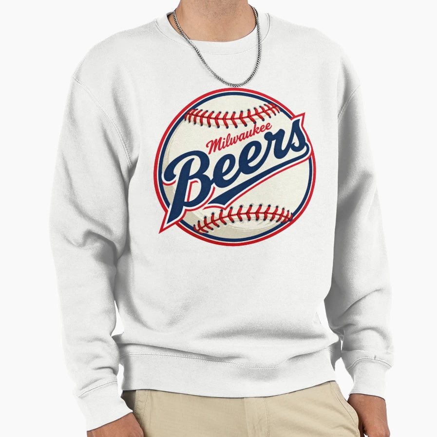 Milwaukee Beers Baseball Logo Sweatshirt - Casual Everyday Wear Unisex - T-Shirt, Sweatshirt, Hoodie