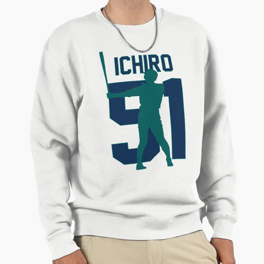 Ichiro Suzuki Jersey Number Sweatshirt - Novelty Apparel for Adults - T-Shirt, Sweatshirt, Hoodie