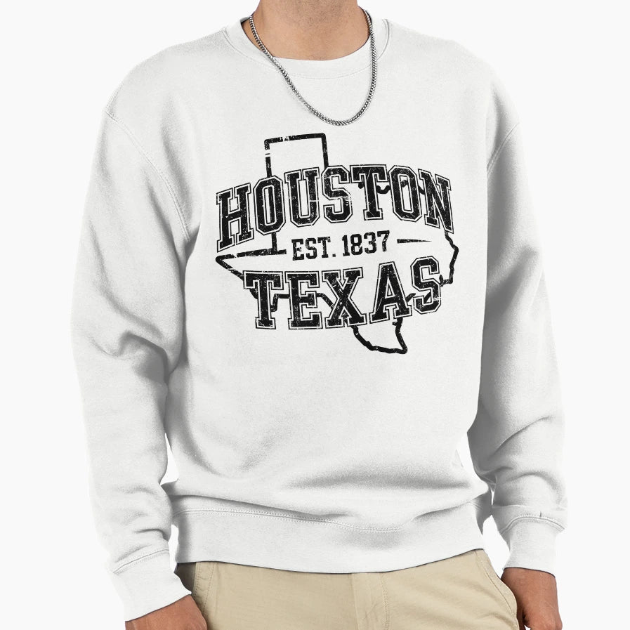 Houston Texas Typography Sports Sweatshirt - Trendy Graphic Men Women - T-Shirt, Sweatshirt, Hoodie