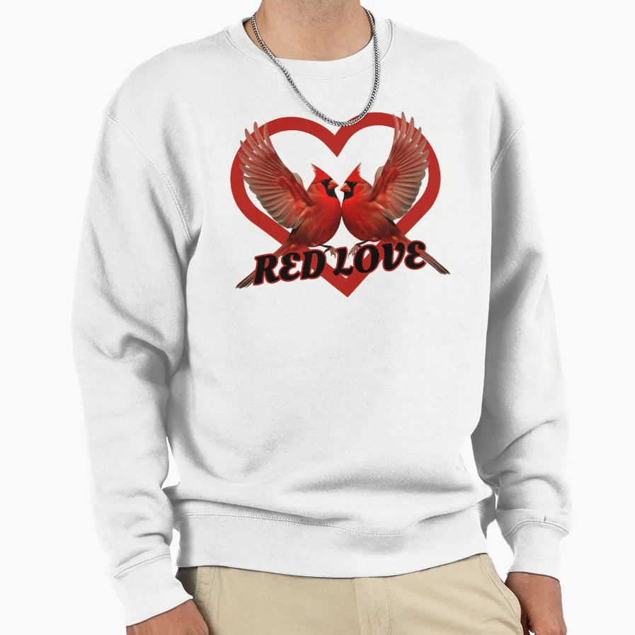 Red Love Cardinals Sweatshirt - Minimalist Print Men Women - T-Shirt, Sweatshirt, Hoodie