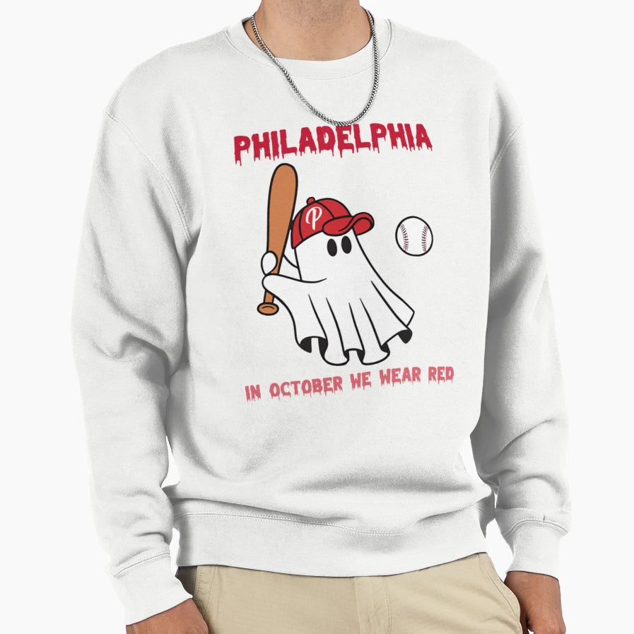 Phillies Ghost Pumpkin Sweatshirt - Unique Graphic Men Women - T-Shirt, Sweatshirt, Hoodie