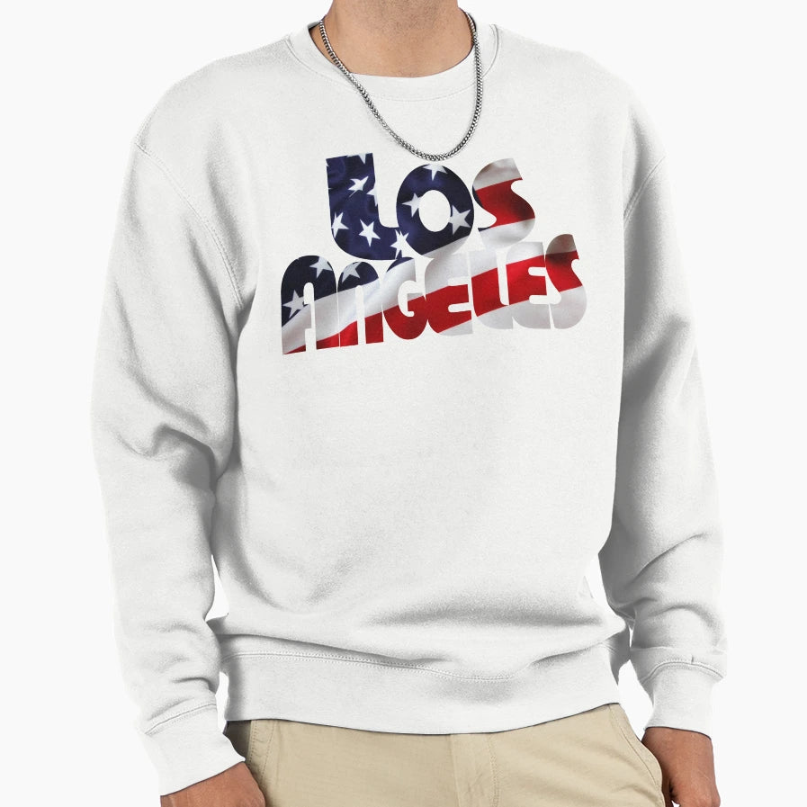 Los Angeles Usa Flag Sweatshirt - Aesthetic Graphic Unisex - T-Shirt, Sweatshirt, Hoodie