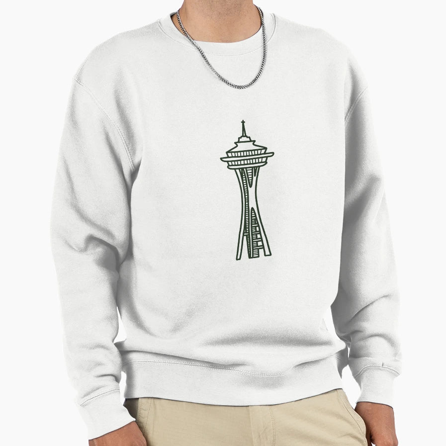 Space Needle Green Sweatshirt - Aesthetic Graphic for Adults - T-Shirt, Sweatshirt, Hoodie