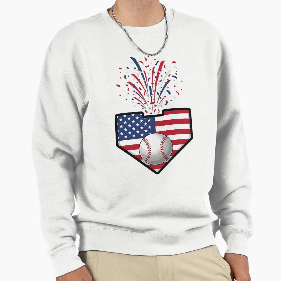 Patriotic Baseball Home Plate Usa Sweatshirt - Minimalist Print for Adults - T-Shirt, Sweatshirt, Hoodie