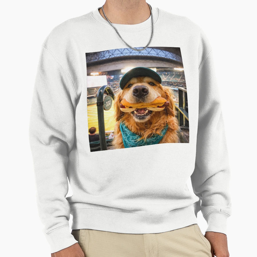 Golden Retriever Enjoying Ballgame Sweatshirt - Graphic Print Unisex - T-Shirt, Sweatshirt, Hoodie