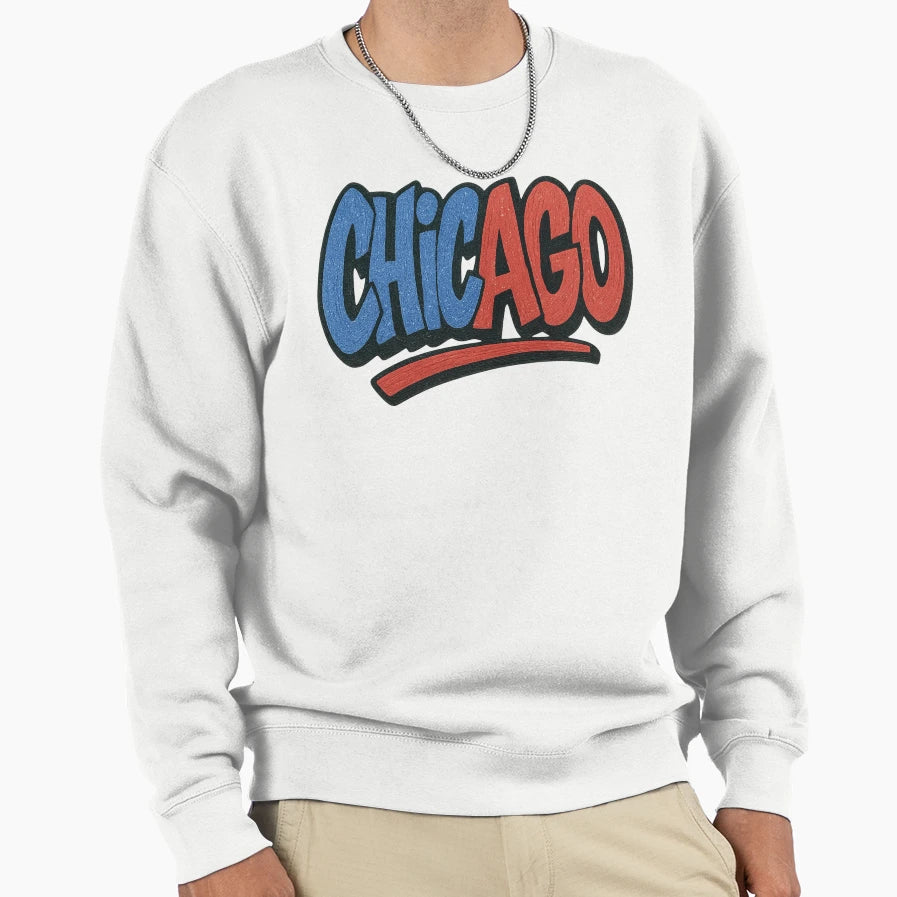 Chicago Graffiti Logo Drawn Sweatshirt - Minimalist Print for Adults - T-Shirt, Sweatshirt, Hoodie