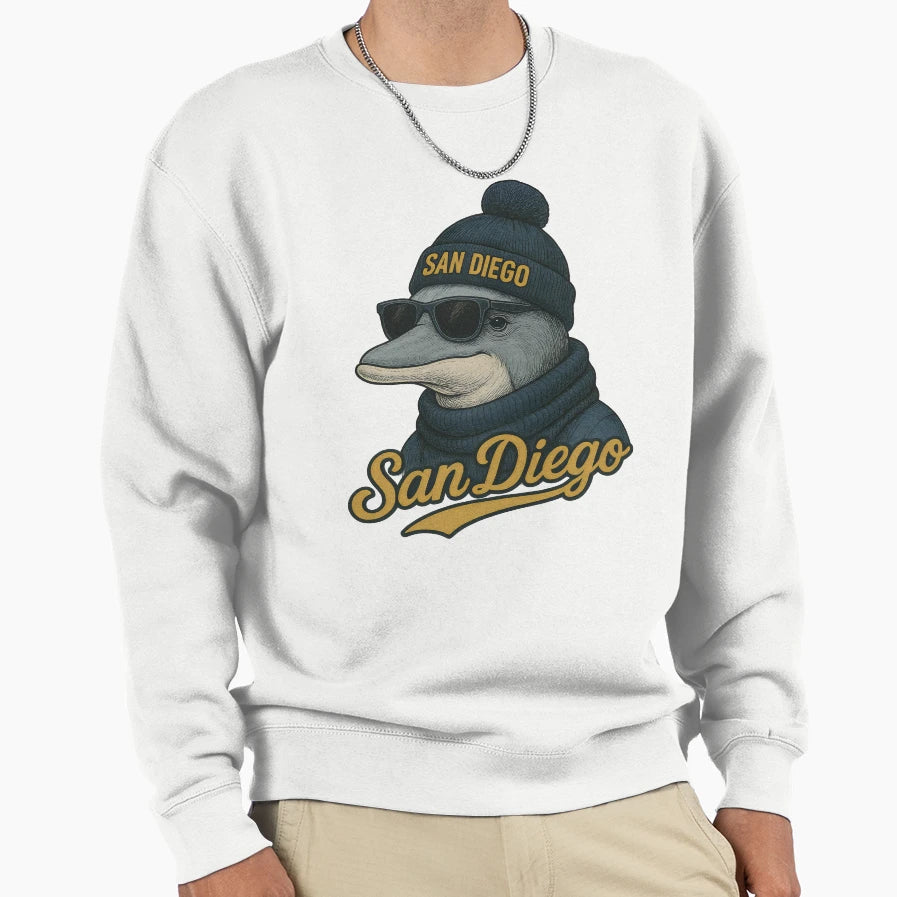 San Diego Dolphin Beanie Sunglasses T-Shirt - Fun Novelty Design Unisex - T-Shirt, Sweatshirt, Hoodie
