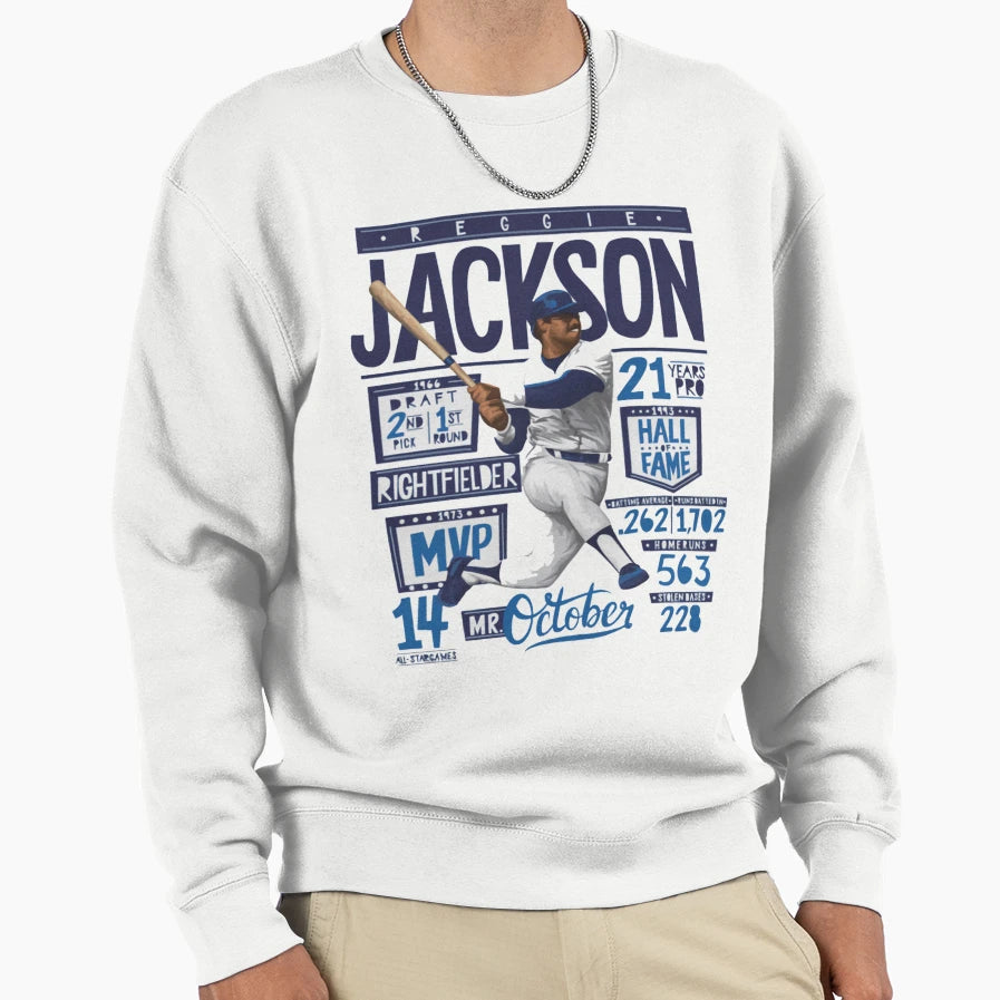 Reggie Jackson Stats Sweatshirt - Unique Graphic Men Women - T-Shirt, Sweatshirt, Hoodie