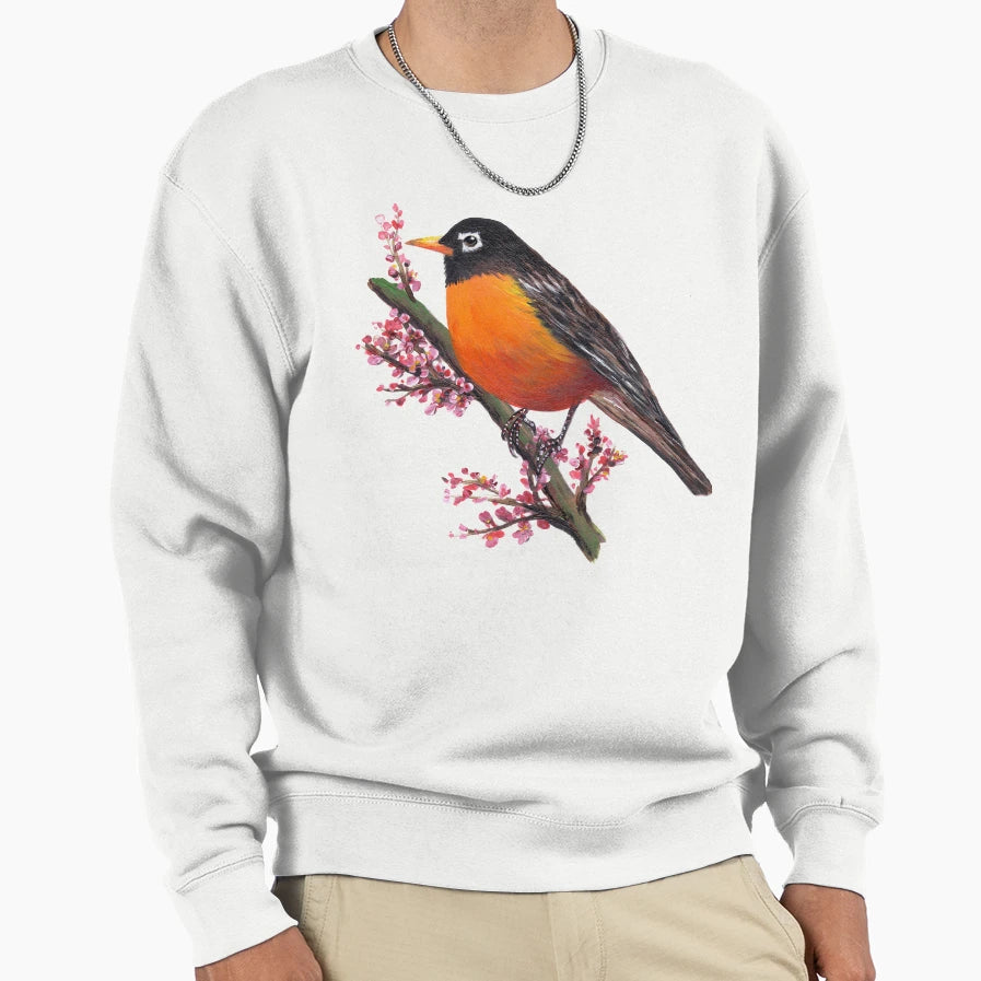 American Robin Bird Sweatshirt - Fun Novelty Design Unisex - T-Shirt, Sweatshirt, Hoodie