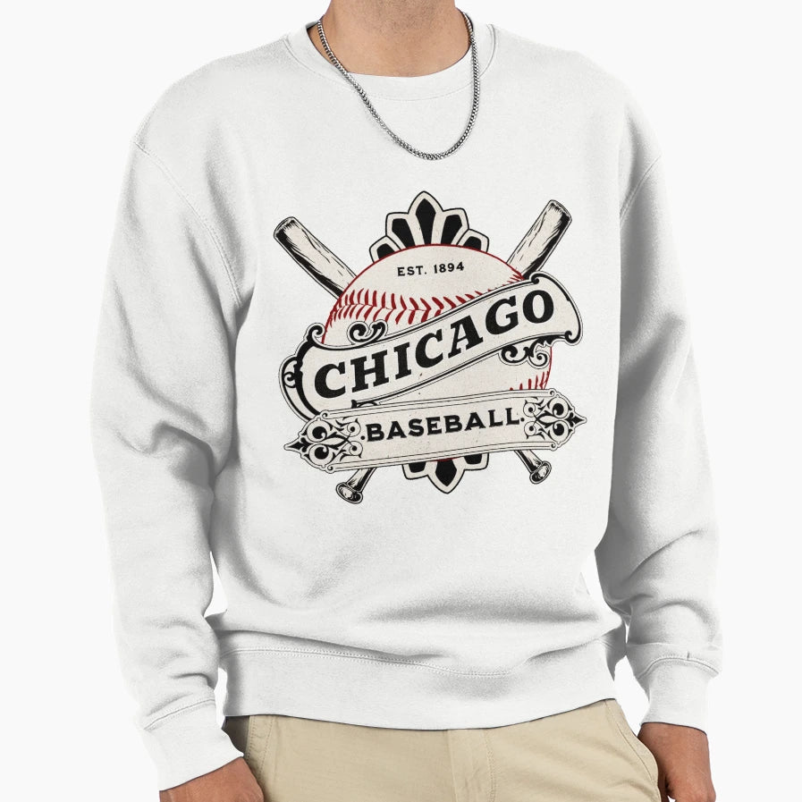 Chicago Baseball Sweatshirt - Custom Art Print Men Women - T-Shirt, Sweatshirt, Hoodie