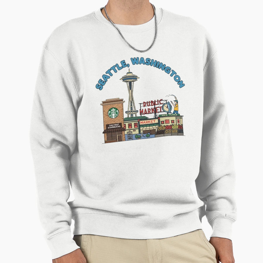 Seattle Washington Sweatshirt - Graphic Print Unisex - T-Shirt, Sweatshirt, Hoodie