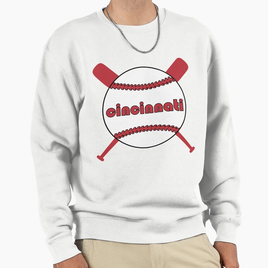 Cincinnati Throwback Baseball Sweatshirt - Graphic Print for Adults - T-Shirt, Sweatshirt, Hoodie