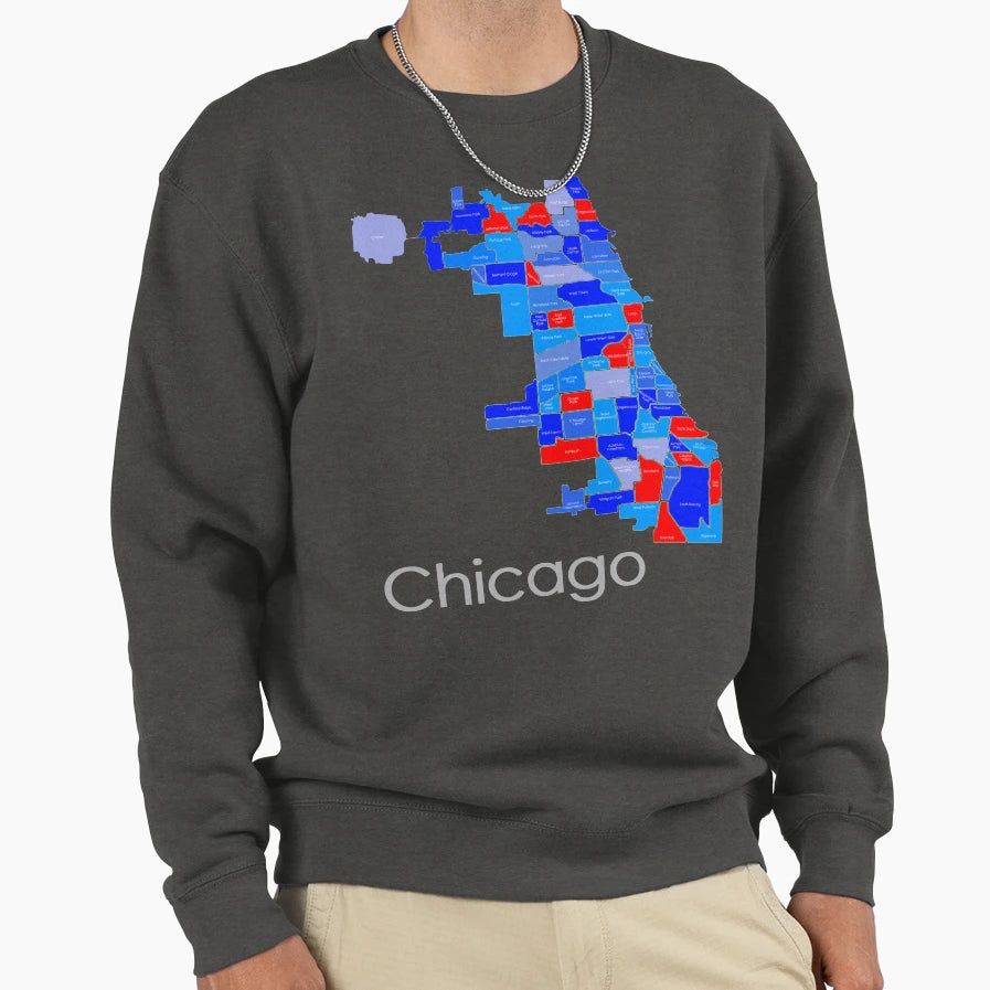 Chicago Red Blue Sweatshirt - Graphic Print for Adults - T-Shirt, Sweatshirt, Hoodie
