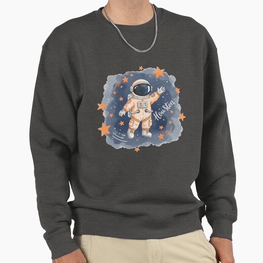 Houston Baseball Astronaut Sweatshirt - Custom Art Print Men Women - T-Shirt, Sweatshirt, Hoodie