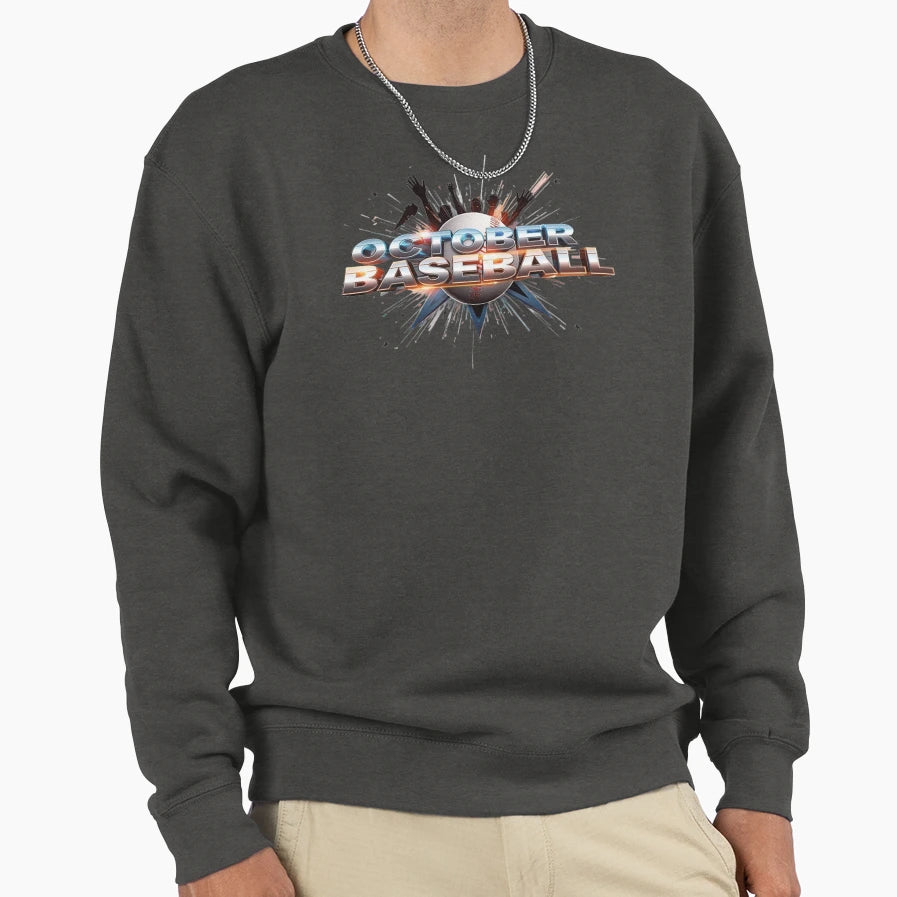 October Baseball Orange Silver Hype Sweatshirt - Unique Graphic for Adults - T-Shirt, Sweatshirt, Hoodie